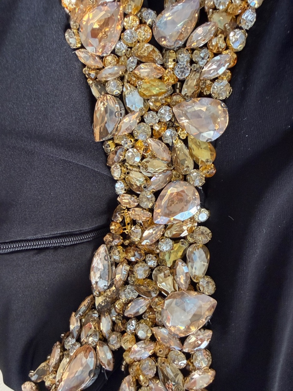 Black Maxi Dress with Gold Embellished Cutouts - Picture 4 of 6